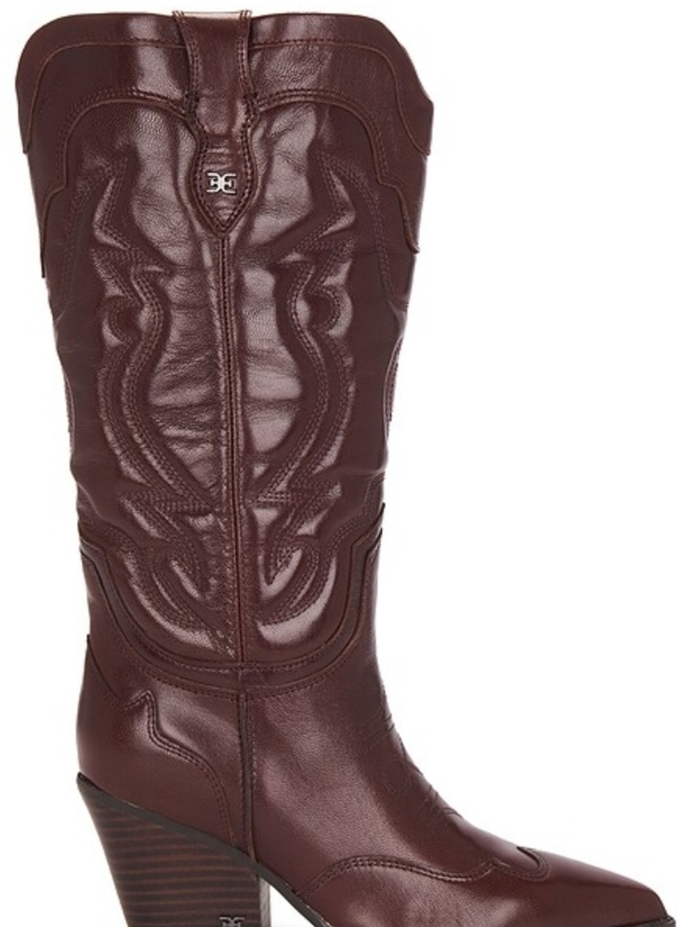 Women's Burgundy Western Leather Mid-Calf Boots
